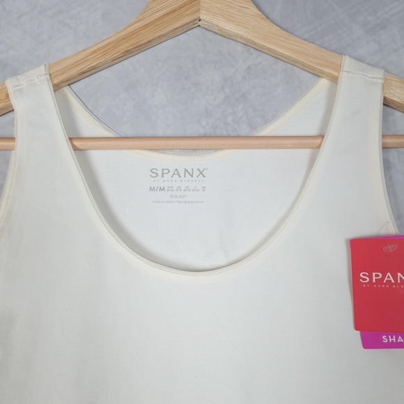 Spanx In & Out Tank Top Womens Medium White Powder Shaping Shapewear Jersey - Picture 2 of 16